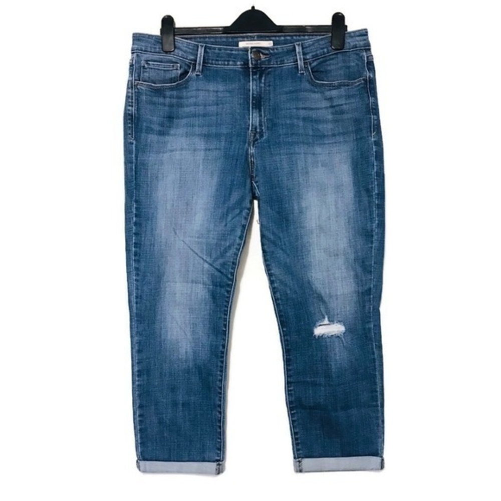 Levi’s Distressed Mid Rise Skinny Jeans Women’s Plus Size 33 16 Ripped Knee